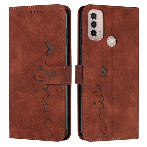 Funda de Cuero Cartera con Soporte Carcasa Y03X para Motorola Moto E20 Marron