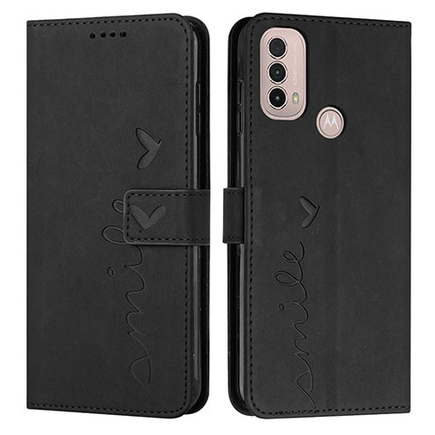 Funda de Cuero Cartera con Soporte Carcasa Y03X para Motorola Moto E20 Negro