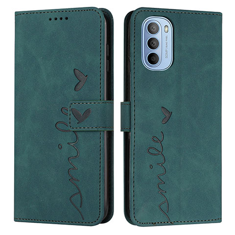 Funda de Cuero Cartera con Soporte Carcasa Y03X para Motorola Moto G51 5G Verde