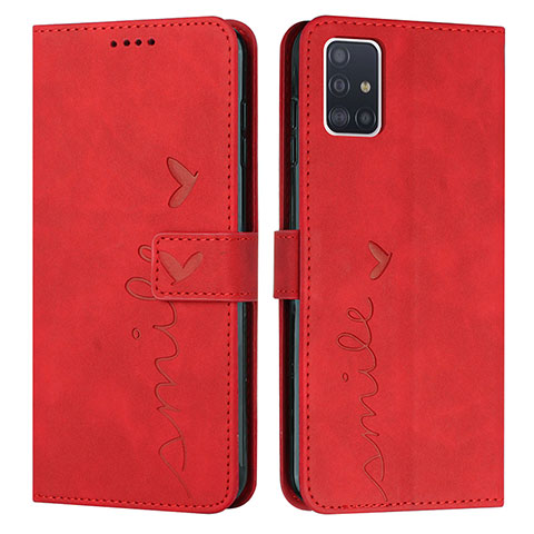 Funda de Cuero Cartera con Soporte Carcasa Y03X para Samsung Galaxy A51 4G Rojo