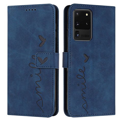 Funda de Cuero Cartera con Soporte Carcasa Y03X para Samsung Galaxy S20 Ultra 5G Azul