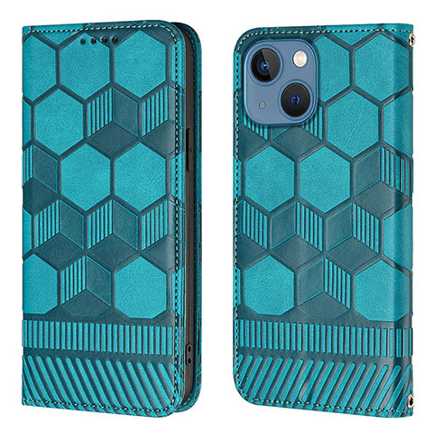 Funda de Cuero Cartera con Soporte Carcasa Y04B para Apple iPhone 14 Plus Cian