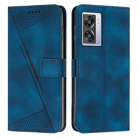 Funda de Cuero Cartera con Soporte Carcasa Y07X para Oppo A57 5G Azul