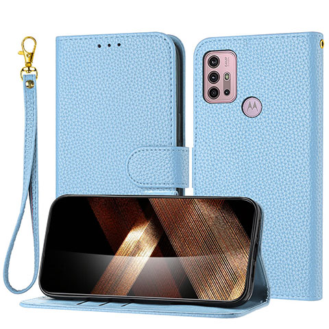 Funda de Cuero Cartera con Soporte Carcasa Y09X para Motorola Moto G20 Azul