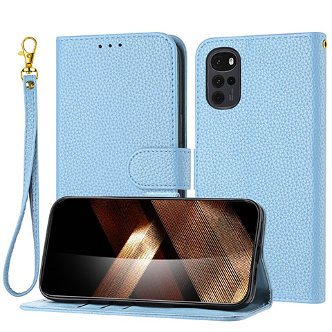 Funda de Cuero Cartera con Soporte Carcasa Y09X para Motorola Moto G22 Azul