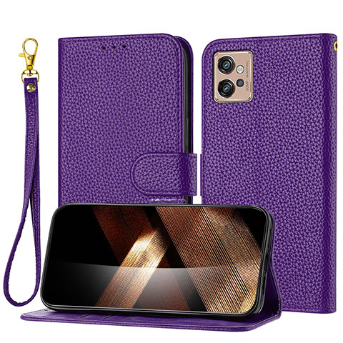 Funda de Cuero Cartera con Soporte Carcasa Y09X para Motorola Moto G32 Morado