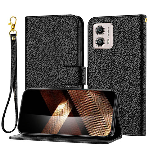 Funda de Cuero Cartera con Soporte Carcasa Y09X para Motorola Moto G53y 5G Negro