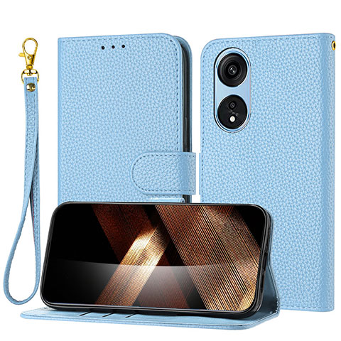 Funda de Cuero Cartera con Soporte Carcasa Y09X para Oppo A17 Azul