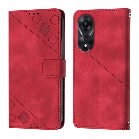 Funda de Cuero Cartera con Soporte Carcasa YB1 para Oppo A78 5G Rojo