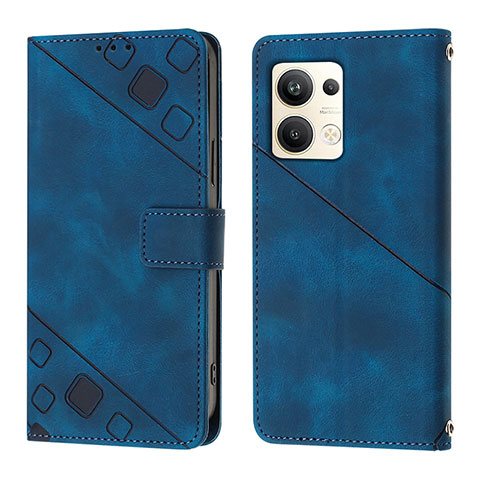 Funda de Cuero Cartera con Soporte Carcasa YB1 para Oppo Reno9 Pro+ Plus 5G Azul