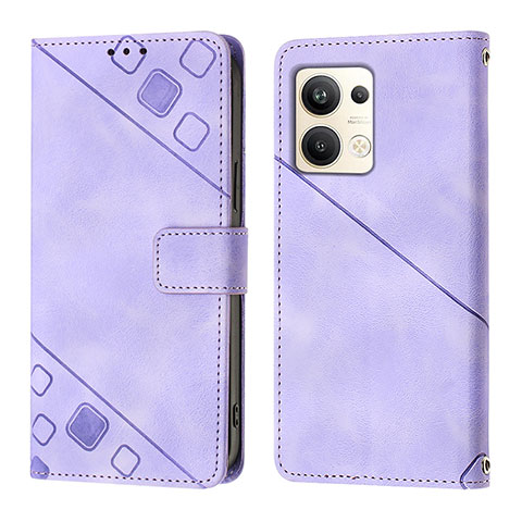 Funda de Cuero Cartera con Soporte Carcasa YB1 para Oppo Reno9 Pro+ Plus 5G Morado