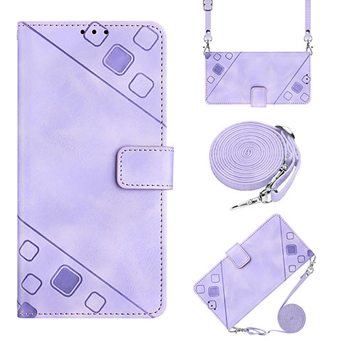 Funda de Cuero Cartera con Soporte Carcasa YB2 para Samsung Galaxy S22 Ultra 5G Purpura Claro