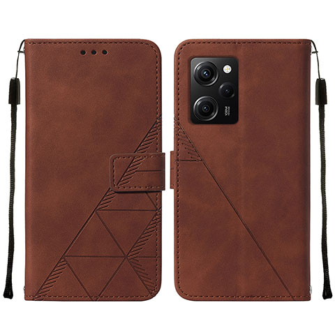 Funda de Cuero Cartera con Soporte Carcasa YB2 para Xiaomi Redmi Note 12 Pro Speed 5G Marron