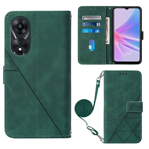 Funda de Cuero Cartera con Soporte Carcasa YB3 para Oppo A58 5G Verde