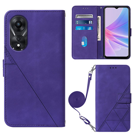 Funda de Cuero Cartera con Soporte Carcasa YB3 para Oppo A78 5G Morado