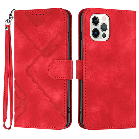 Funda de Cuero Cartera con Soporte Carcasa YX1 para Apple iPhone 13 Pro Rojo Rosa