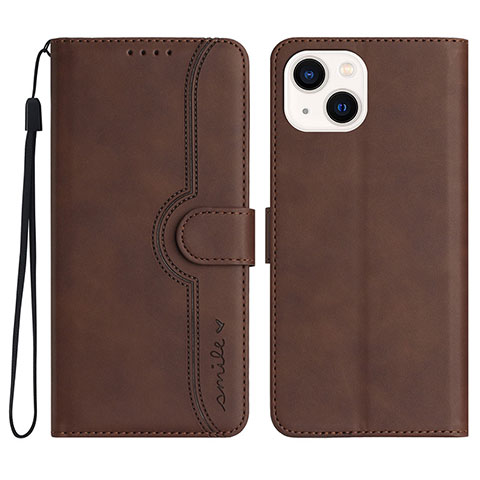 Funda de Cuero Cartera con Soporte Carcasa YX2 para Apple iPhone 13 Marron