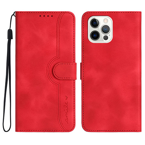 Funda de Cuero Cartera con Soporte Carcasa YX2 para Apple iPhone 14 Pro Max Rojo Rosa