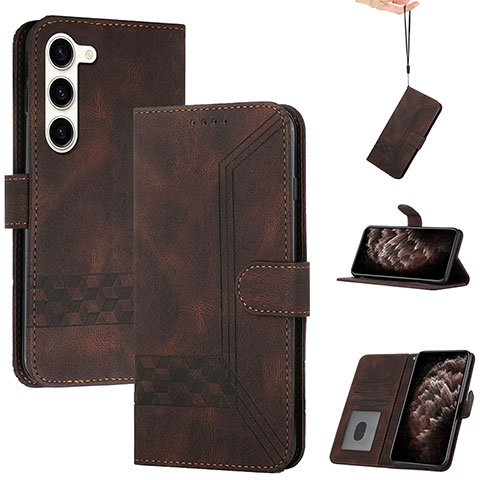 Funda de Cuero Cartera con Soporte Carcasa YX4 para Samsung Galaxy S22 5G Marron