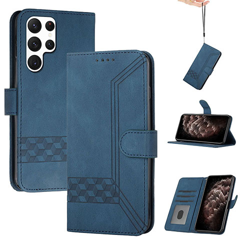 Funda de Cuero Cartera con Soporte Carcasa YX4 para Samsung Galaxy S23 Ultra 5G Azul