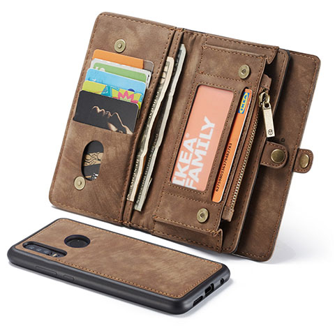 Funda de Cuero Cartera con Soporte Carcasa Z02 para Huawei P30 Lite Marron