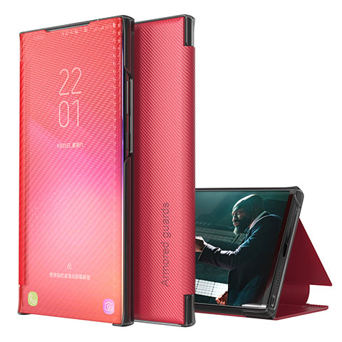 Funda de Cuero Cartera con Soporte Carcasa ZL1 para Samsung Galaxy M12 Rojo