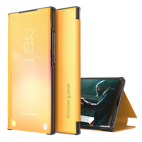 Funda de Cuero Cartera con Soporte Carcasa ZL1 para Samsung Galaxy S23 Ultra 5G Amarillo