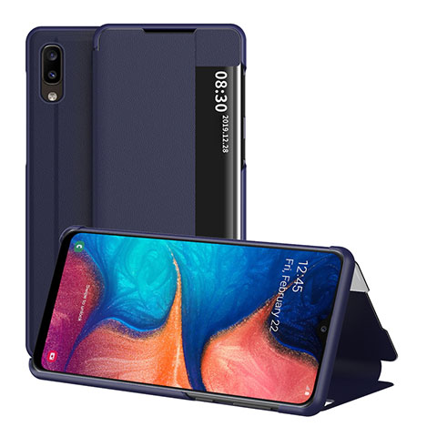 Funda de Cuero Cartera con Soporte Carcasa ZL2 para Samsung Galaxy A20e Azul