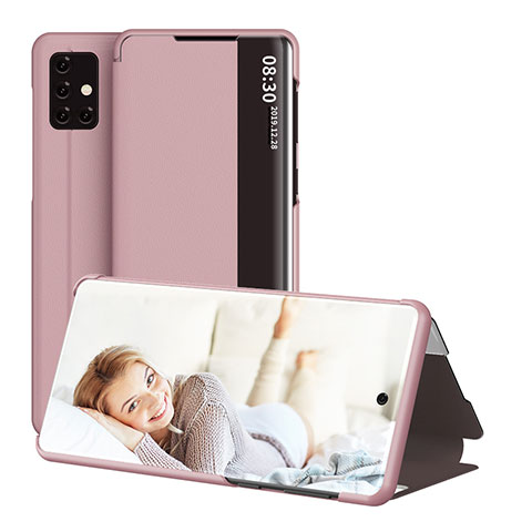 Funda de Cuero Cartera con Soporte Carcasa ZL2 para Samsung Galaxy A51 5G Oro Rosa