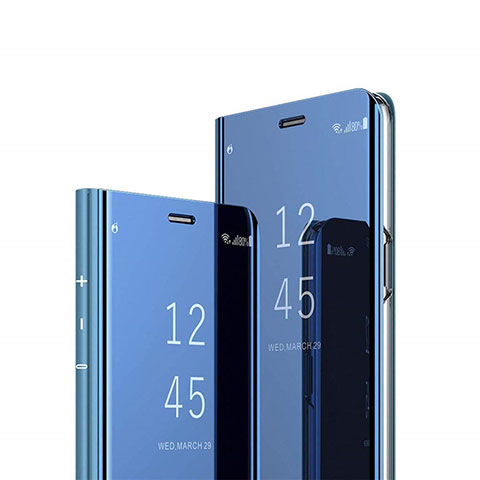 Funda de Cuero Cartera con Soporte Espejo Carcasa L01 para Huawei Honor 9X Azul