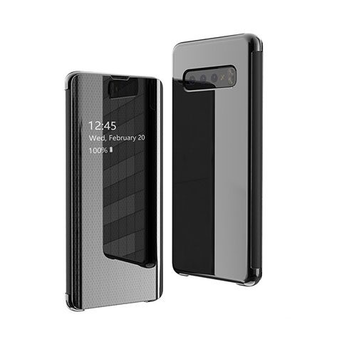 Funda de Cuero Cartera con Soporte Espejo Carcasa L01 para Samsung Galaxy S10 5G SM-G977B Negro