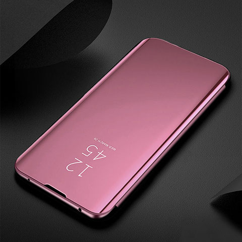 Funda de Cuero Cartera con Soporte Espejo Carcasa L01 para Samsung Galaxy S22 Ultra 5G Oro Rosa