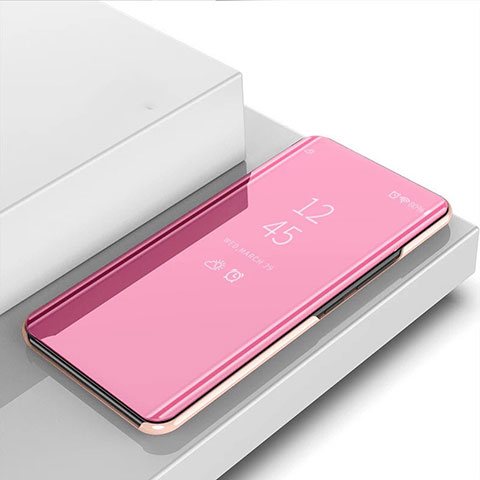 Funda de Cuero Cartera con Soporte Espejo Carcasa L01 para Xiaomi Redmi Note 9 Oro Rosa