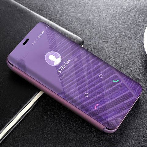 Funda de Cuero Cartera con Soporte Espejo Carcasa L02 para Huawei Mate 20 Lite Morado