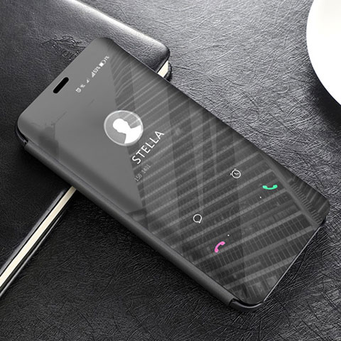 Funda de Cuero Cartera con Soporte Espejo Carcasa L02 para Huawei Mate 20 Lite Negro