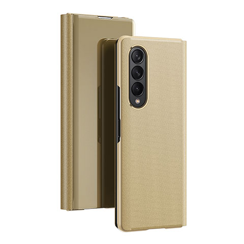 Funda de Cuero Cartera con Soporte Espejo Carcasa L02 para Samsung Galaxy Z Fold4 5G Oro