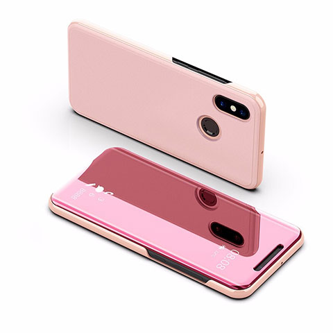 Funda de Cuero Cartera con Soporte Espejo Carcasa L02 para Xiaomi Mi Max 3 Oro Rosa