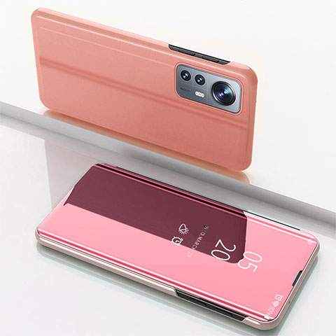 Funda de Cuero Cartera con Soporte Espejo Carcasa L04 para Xiaomi Mi 12 Pro 5G Oro Rosa