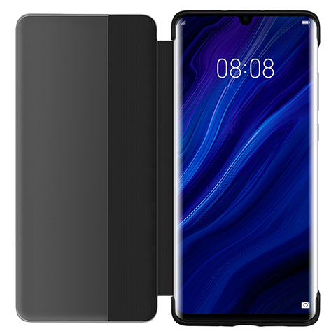 Funda de Cuero Cartera con Soporte Espejo Carcasa L05 para Huawei P30 Negro