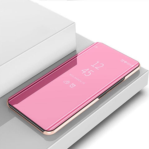 Funda de Cuero Cartera con Soporte Espejo Carcasa M01 para OnePlus 7T Rosa