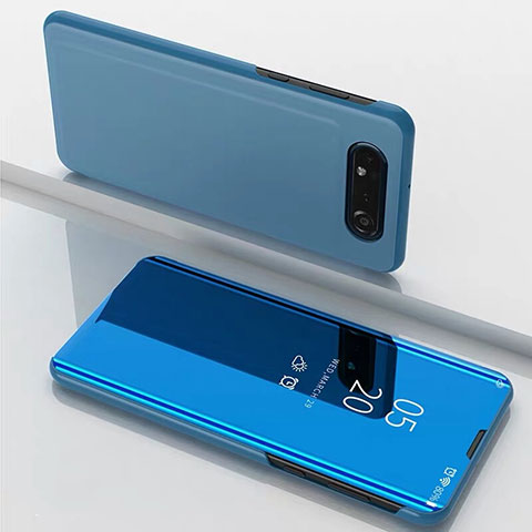 Funda de Cuero Cartera con Soporte Espejo Carcasa M01 para Samsung Galaxy A90 4G Azul