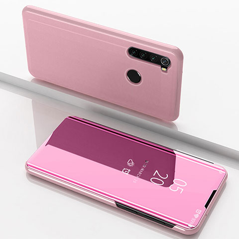 Funda de Cuero Cartera con Soporte Espejo Carcasa M01 para Xiaomi Redmi Note 8T Oro Rosa