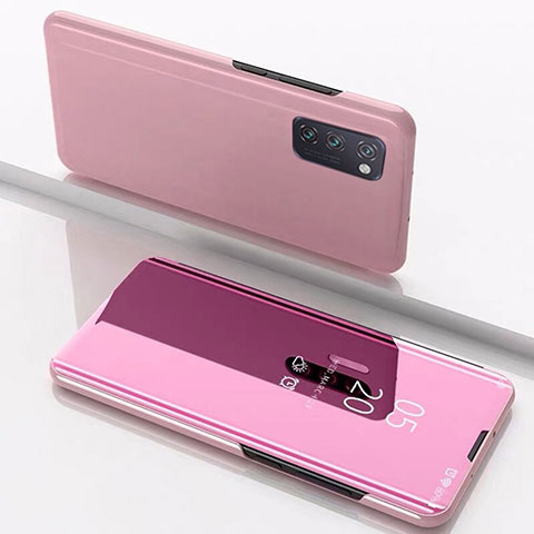 Funda de Cuero Cartera con Soporte Espejo Carcasa M02 para Huawei Honor V30 5G Oro Rosa