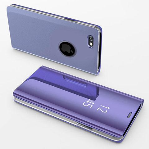 Funda de Cuero Cartera con Soporte Espejo Carcasa para Apple iPhone 6 Morado