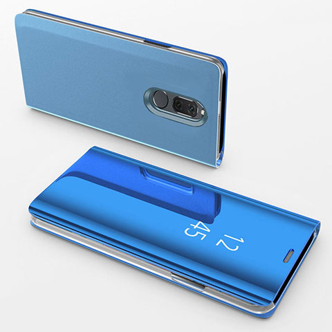 Funda de Cuero Cartera con Soporte Espejo Carcasa para Huawei Mate 10 Lite Azul