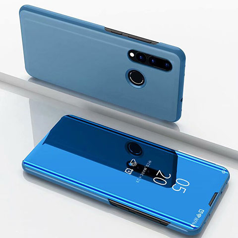 Funda de Cuero Cartera con Soporte Espejo Carcasa para Huawei P Smart+ Plus Azul Cielo