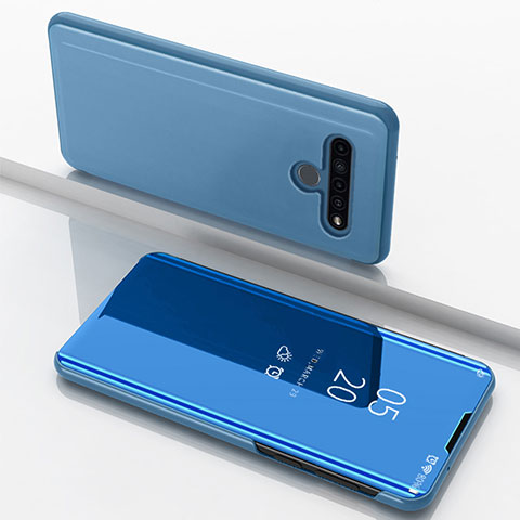 Funda de Cuero Cartera con Soporte Espejo Carcasa para LG K61 Azul