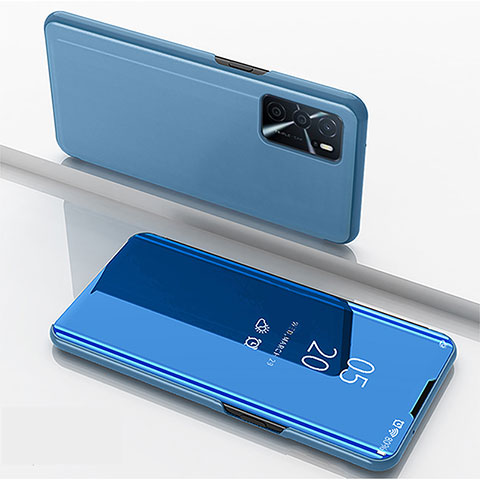 Funda de Cuero Cartera con Soporte Espejo Carcasa para Oppo A54s Azul