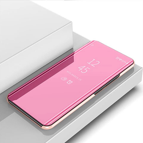 Funda de Cuero Cartera con Soporte Espejo Carcasa para Oppo F19 Oro Rosa