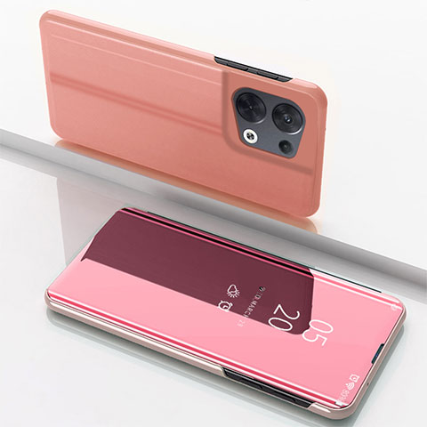 Funda de Cuero Cartera con Soporte Espejo Carcasa para Oppo Reno8 Pro+ Plus 5G Oro Rosa